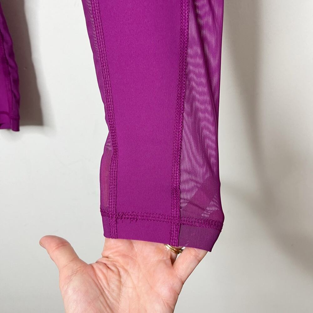 90 Degree Reflex Women Athletic Leggings XS Fuchsia Pink Sheer Mesh Insert Ankle - Picture 5 of 9
